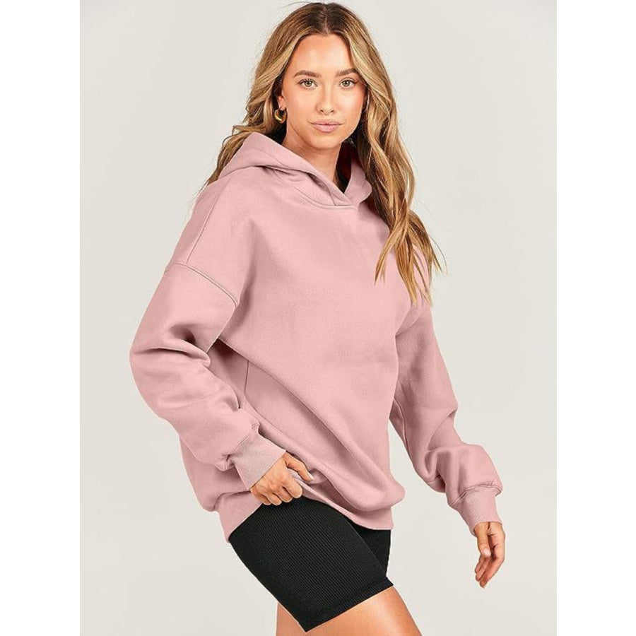 Dropped Shoulder Long Sleeve Hoodie Apparel and Accessories