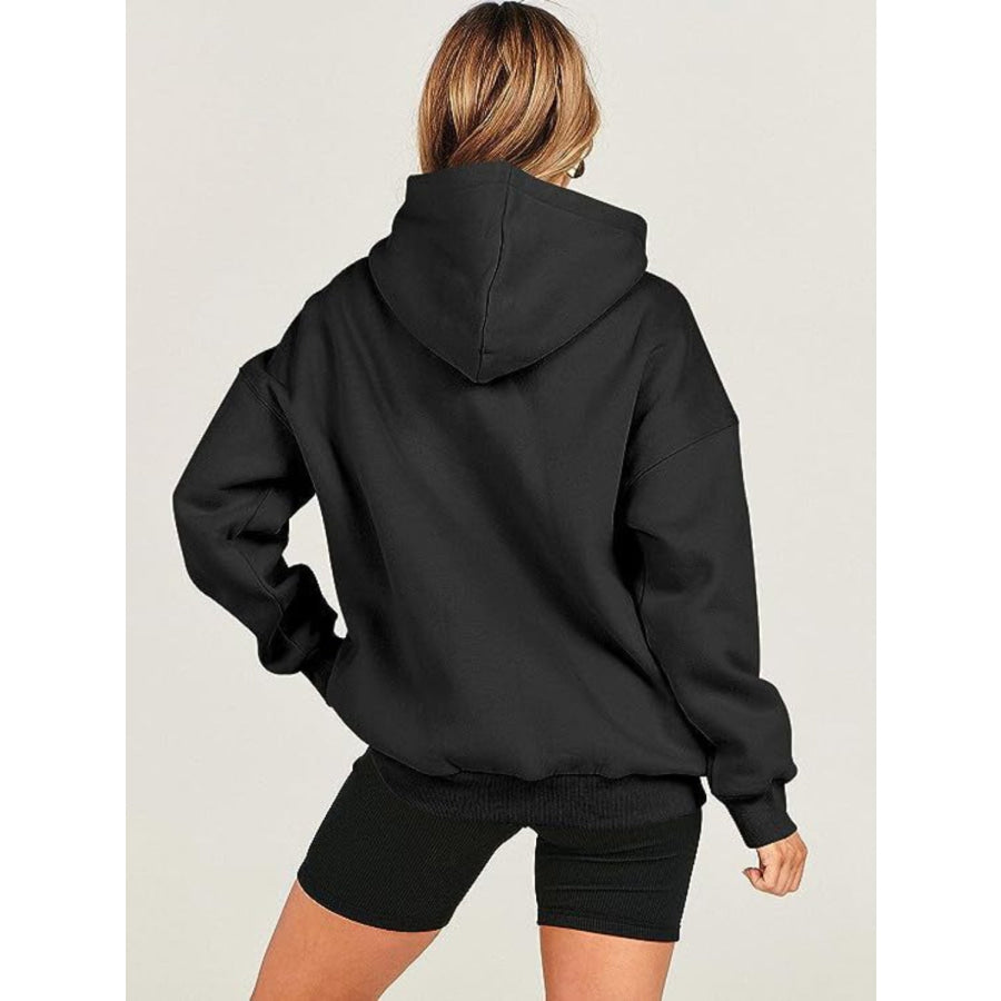 Dropped Shoulder Long Sleeve Hoodie Apparel and Accessories