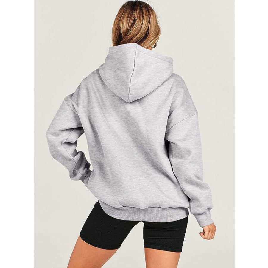 Dropped Shoulder Long Sleeve Hoodie Apparel and Accessories