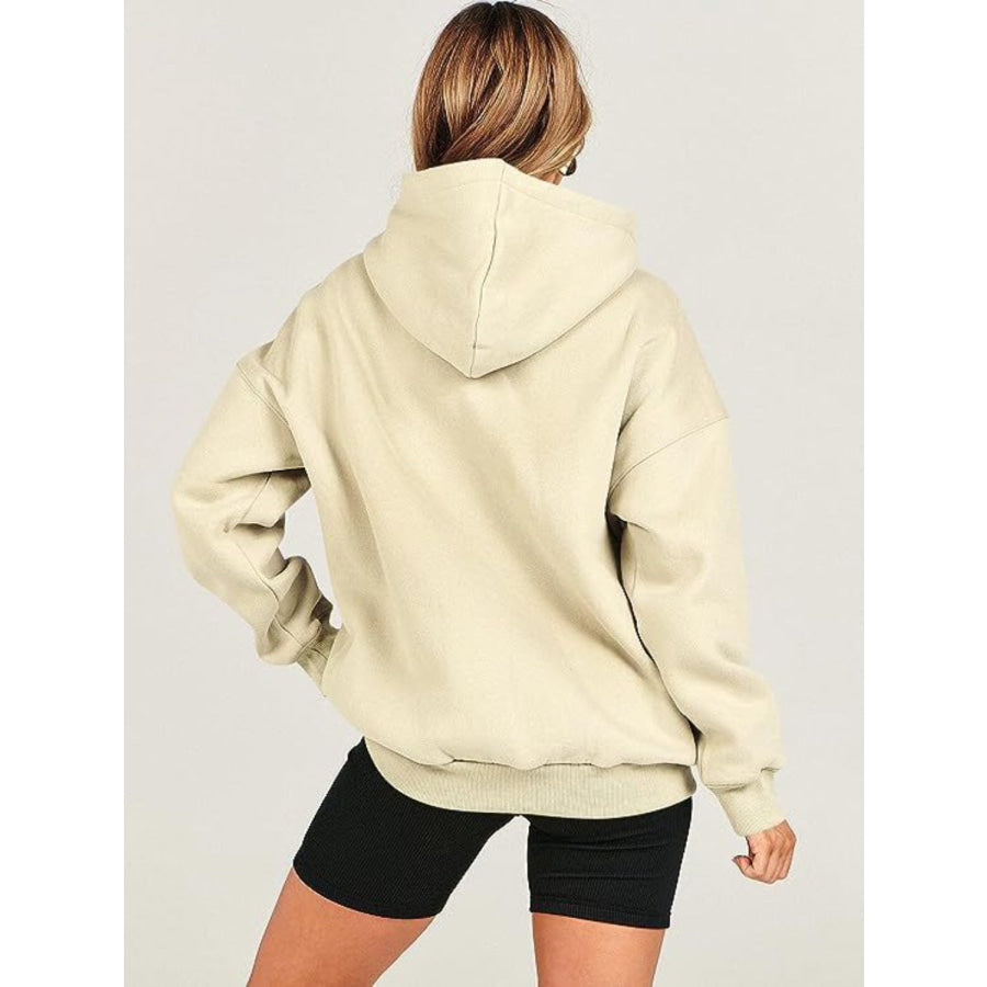 Dropped Shoulder Long Sleeve Hoodie Apparel and Accessories