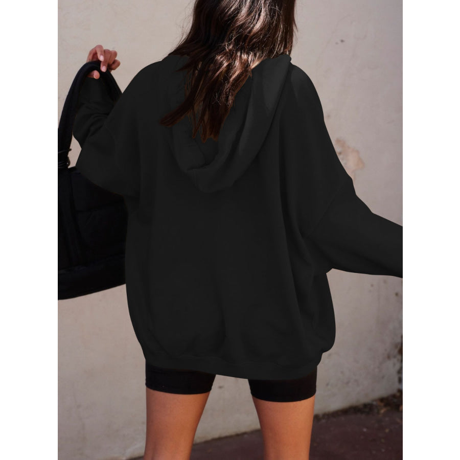 Dropped Shoulder Long Sleeve Hoodie Apparel and Accessories