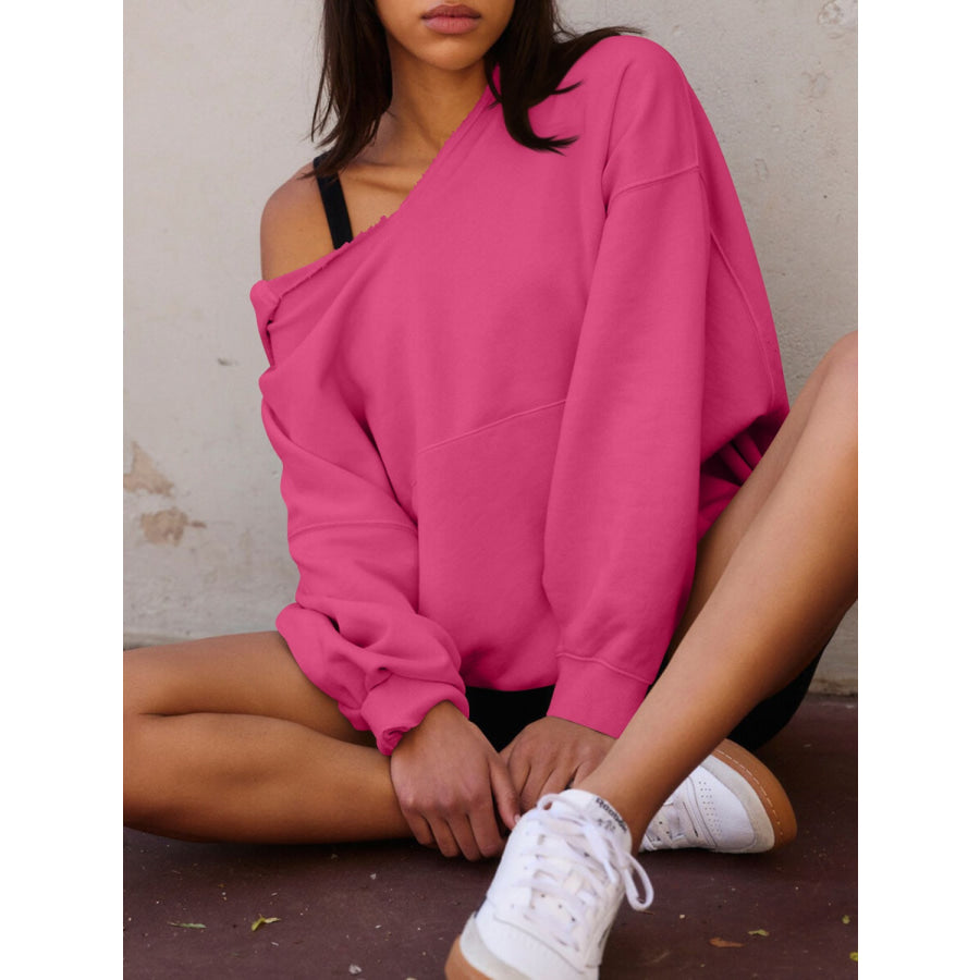 Dropped Shoulder Long Sleeve Hoodie Apparel and Accessories