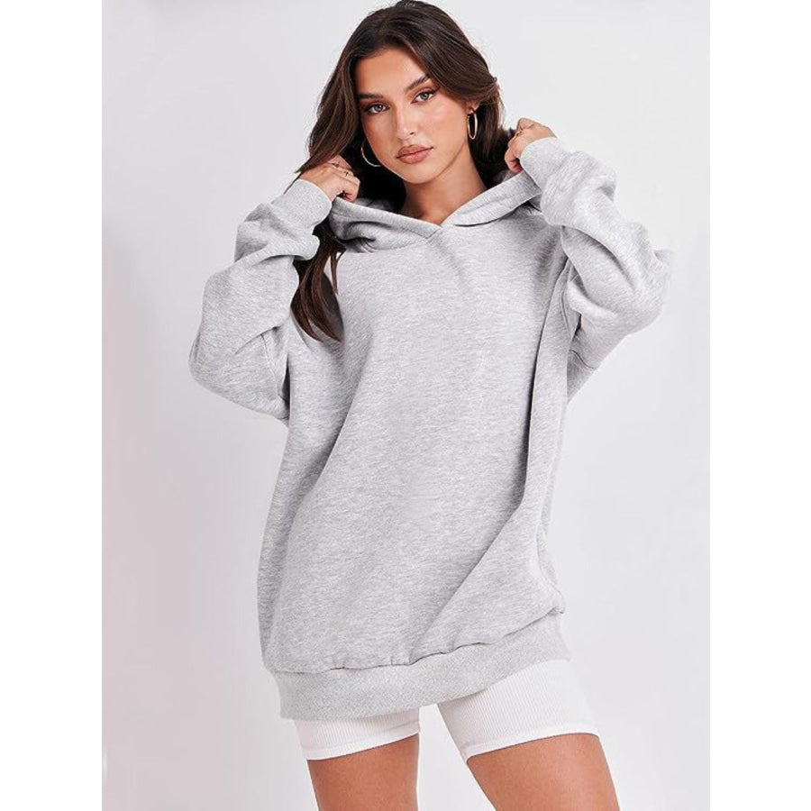 Dropped Shoulder Long Sleeve Hoodie Apparel and Accessories