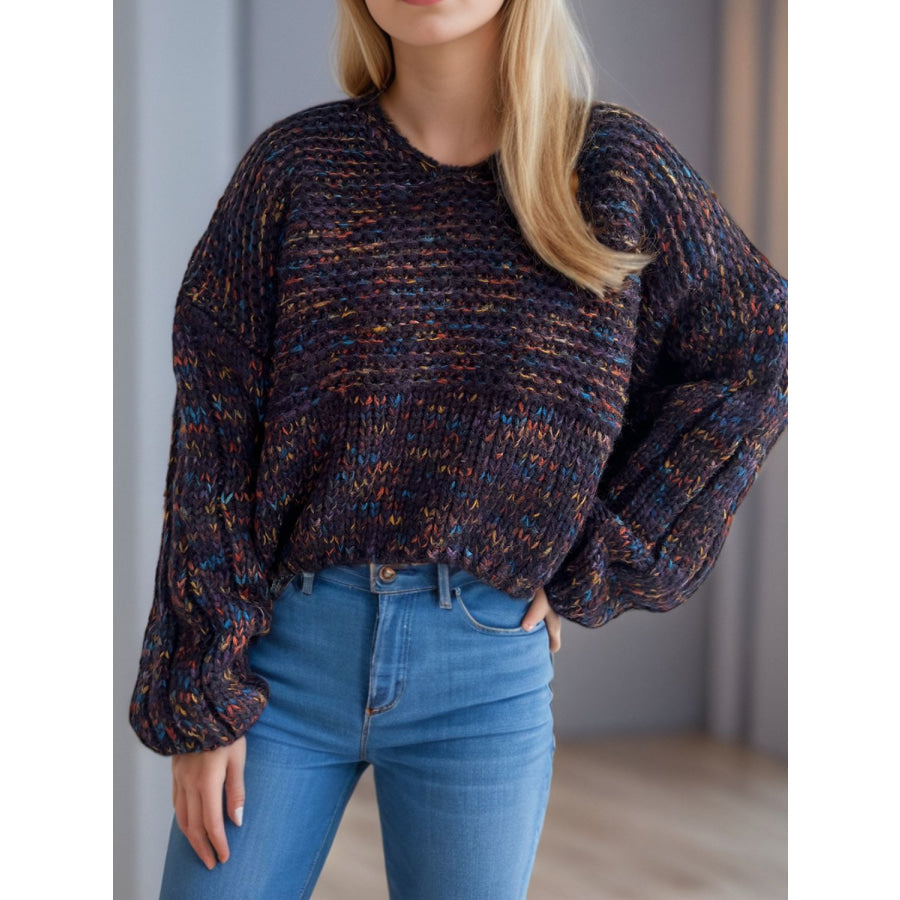 Dropped Shoulder Long Sleeve Sweater Apparel and Accessories