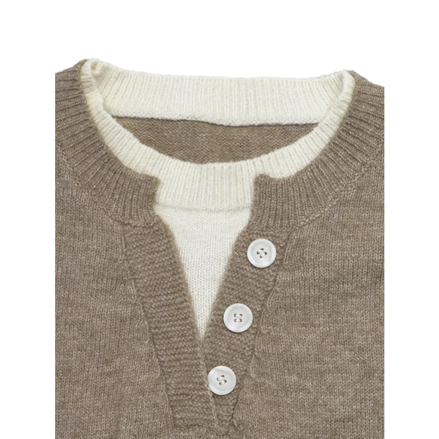 Dropped Shoulder Long Sleeve Sweater Apparel and Accessories