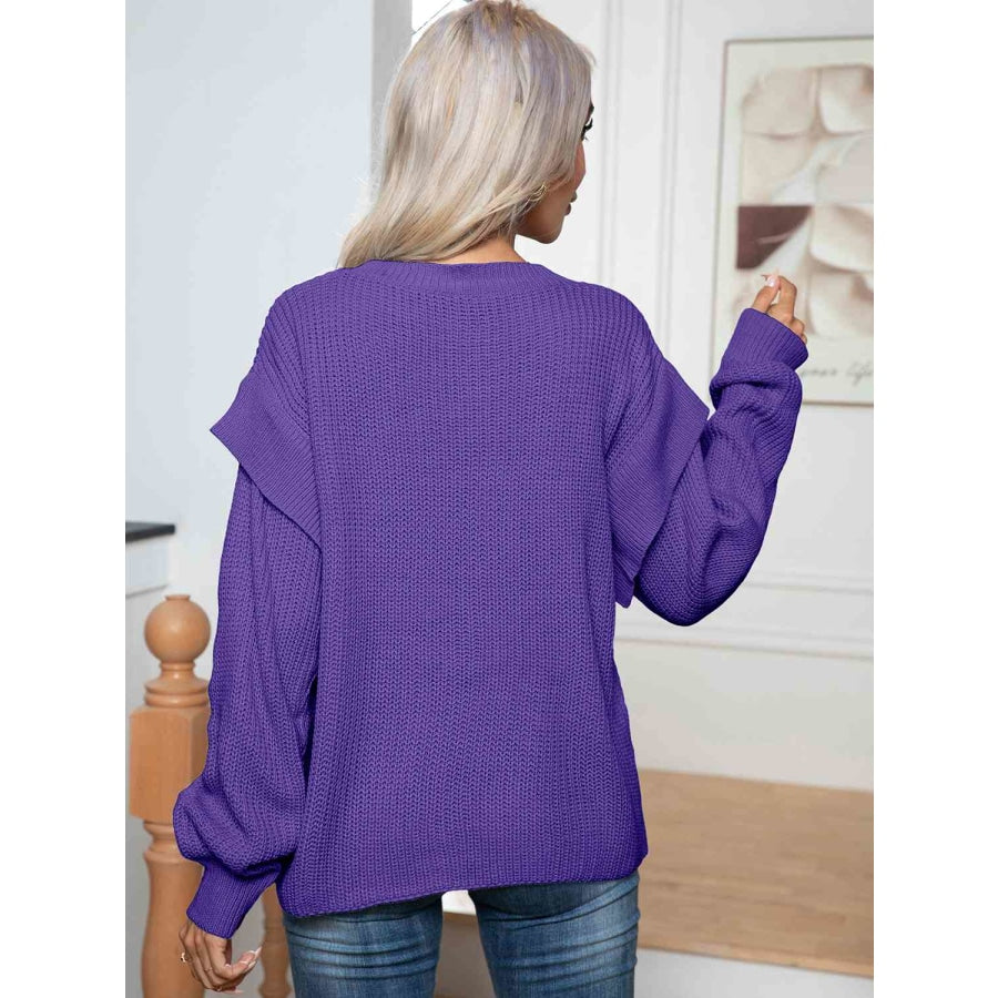 Dropped Shoulder Long Sleeve Sweater