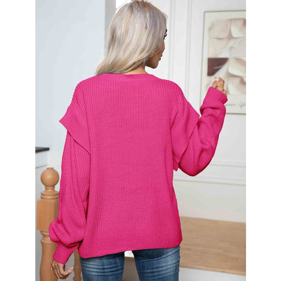 Dropped Shoulder Long Sleeve Sweater