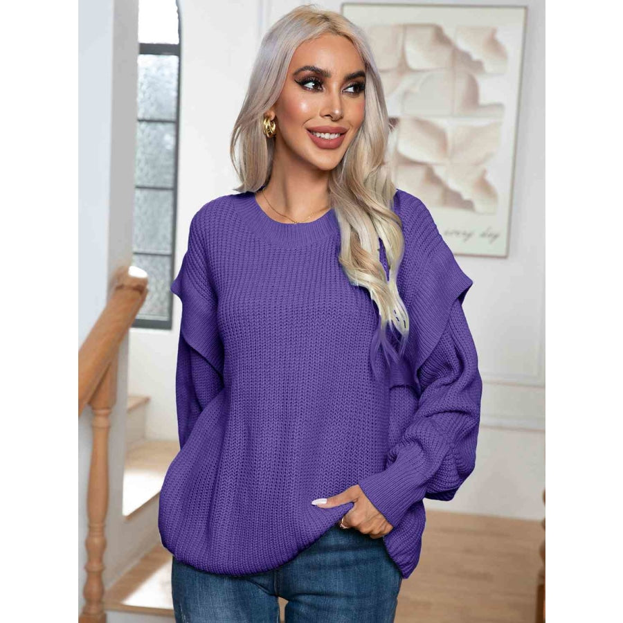 Dropped Shoulder Long Sleeve Sweater