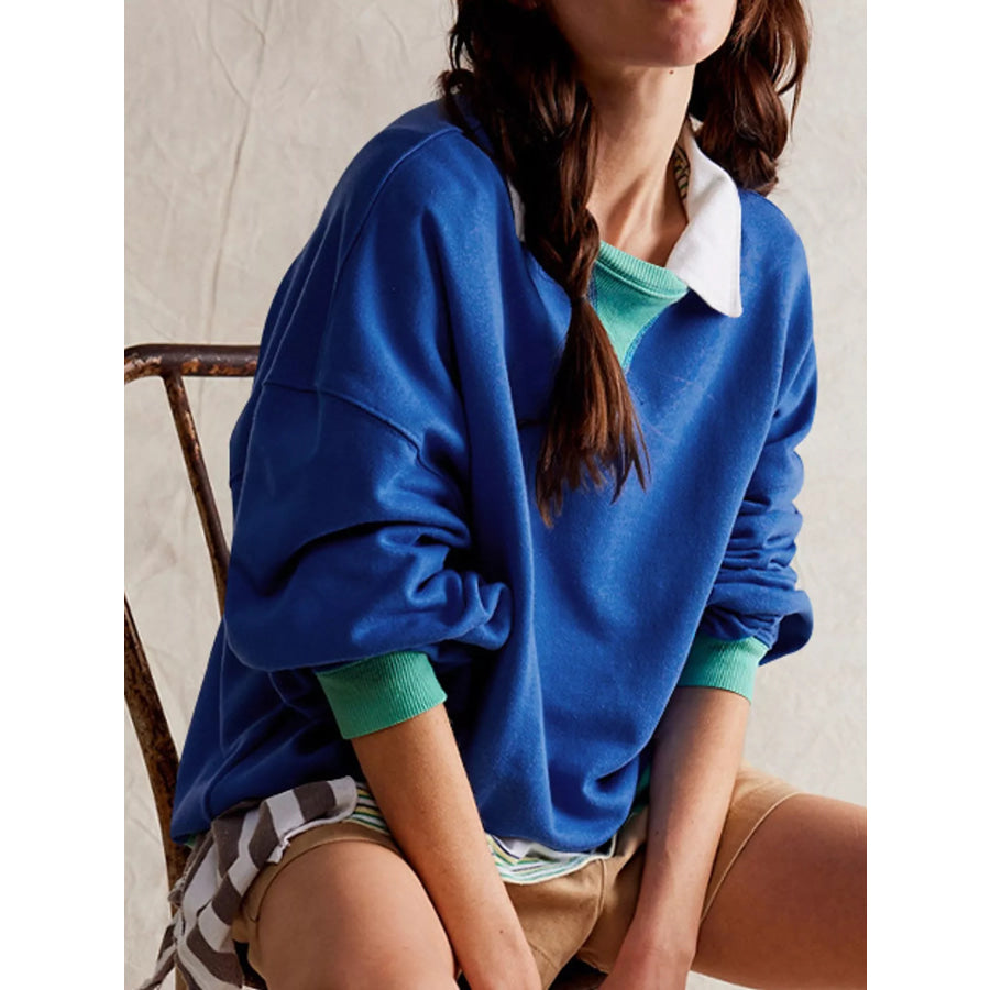Dropped Shoulder Long Sleeve Sweatshirt Apparel and Accessories