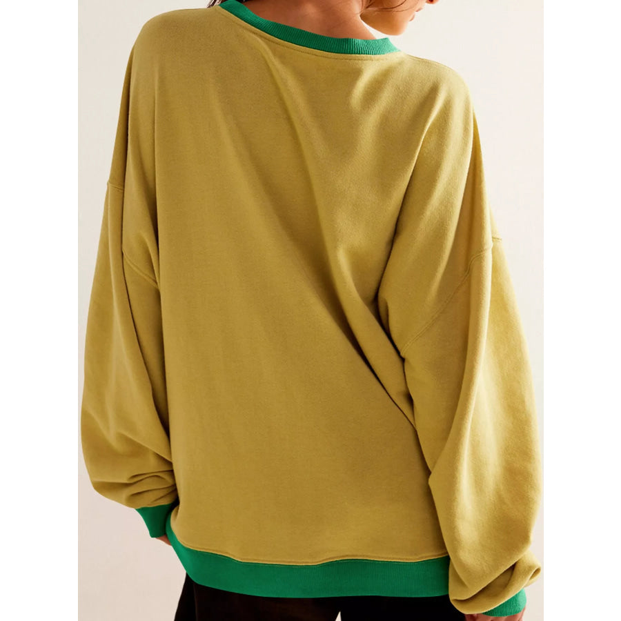 Dropped Shoulder Long Sleeve Sweatshirt Apparel and Accessories