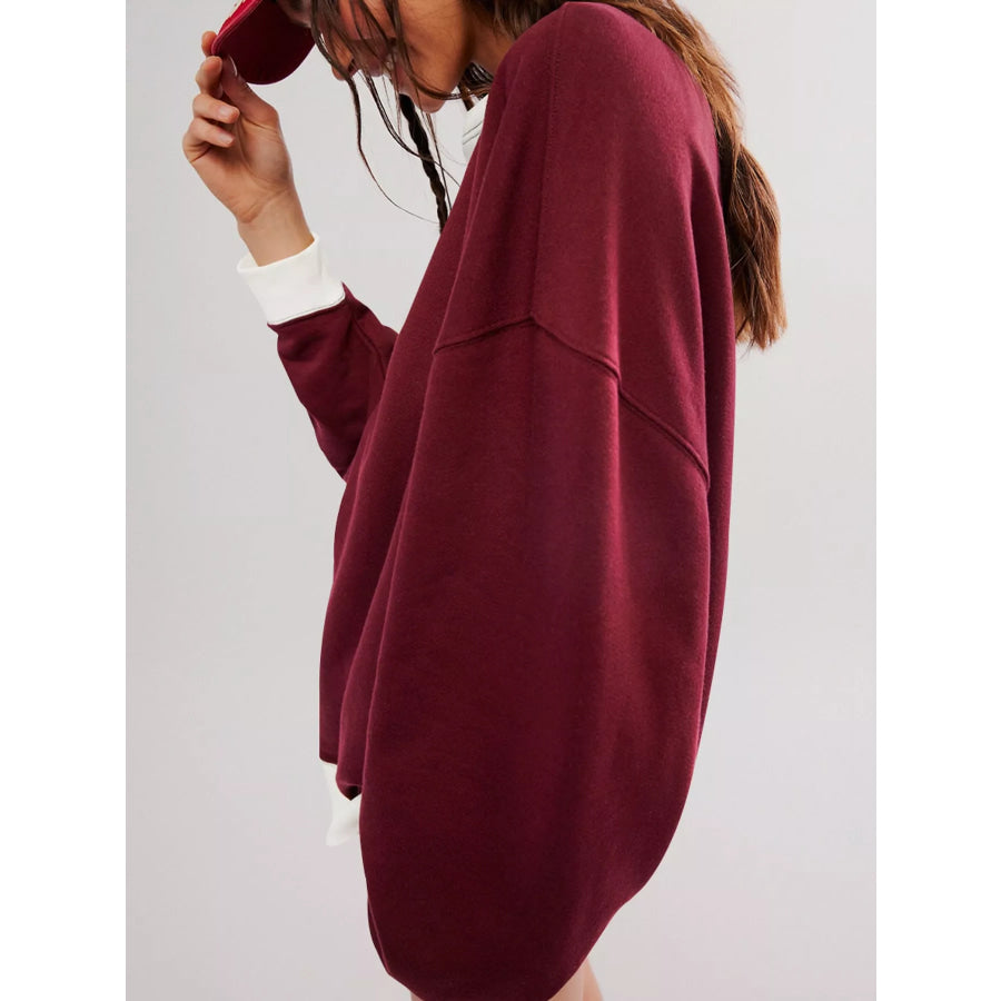 Dropped Shoulder Long Sleeve Sweatshirt Apparel and Accessories