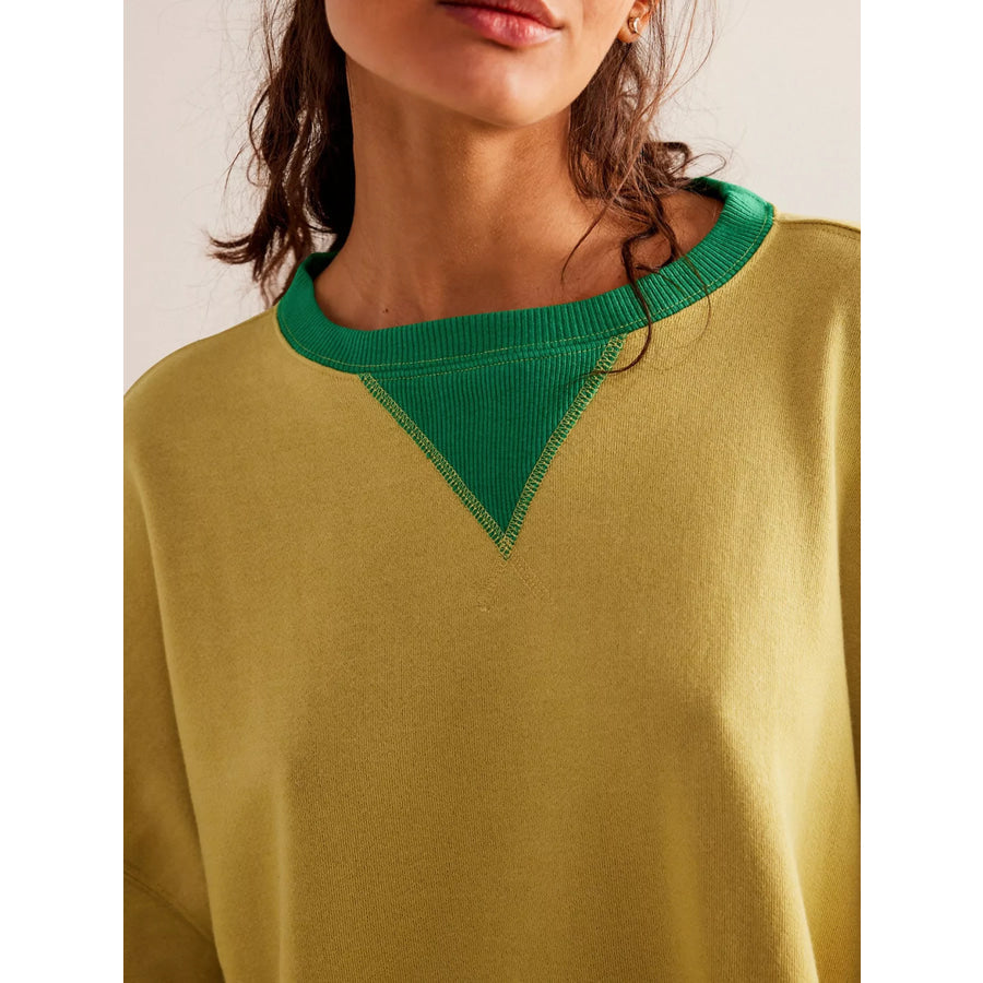 Dropped Shoulder Long Sleeve Sweatshirt Apparel and Accessories