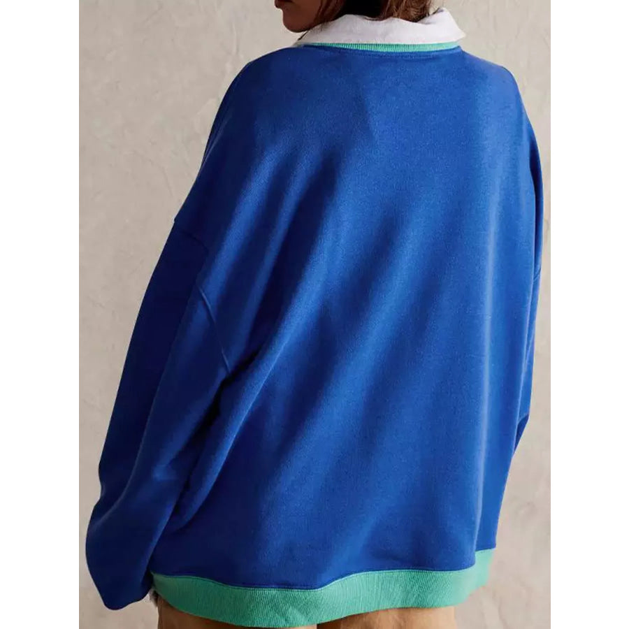Dropped Shoulder Long Sleeve Sweatshirt Apparel and Accessories