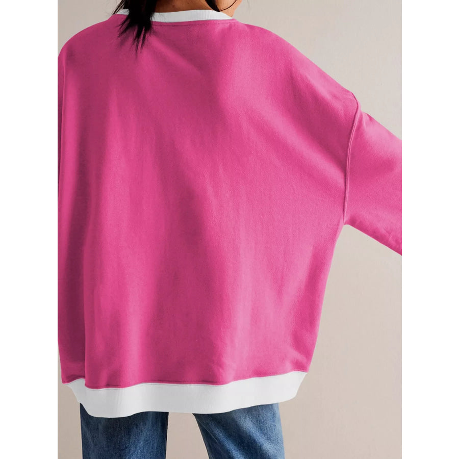Dropped Shoulder Long Sleeve Sweatshirt Apparel and Accessories