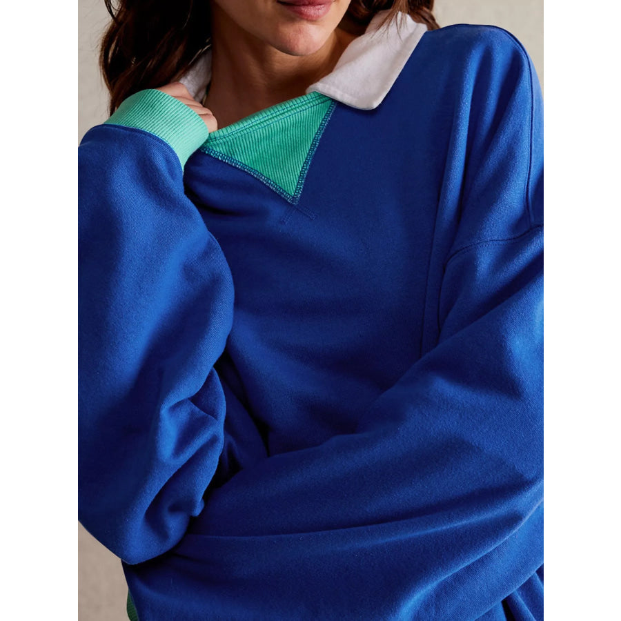 Dropped Shoulder Long Sleeve Sweatshirt Apparel and Accessories
