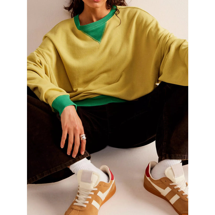 Dropped Shoulder Long Sleeve Sweatshirt Apparel and Accessories