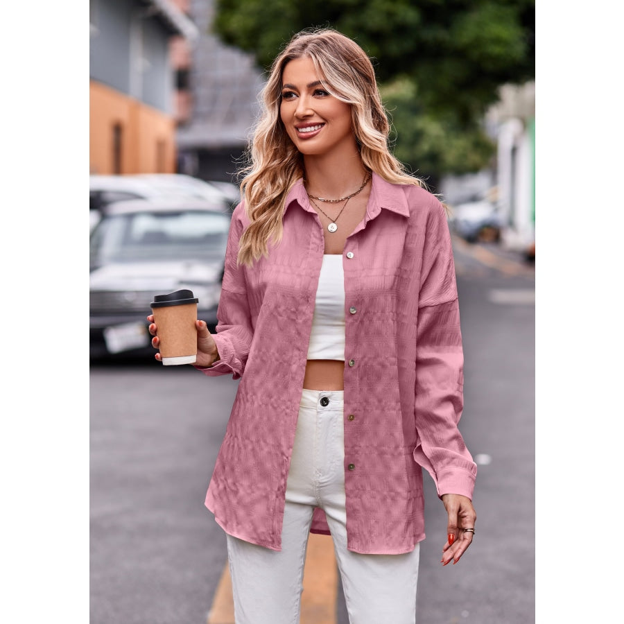 Dropped Shoulder Longline Shirt Light Mauve / S