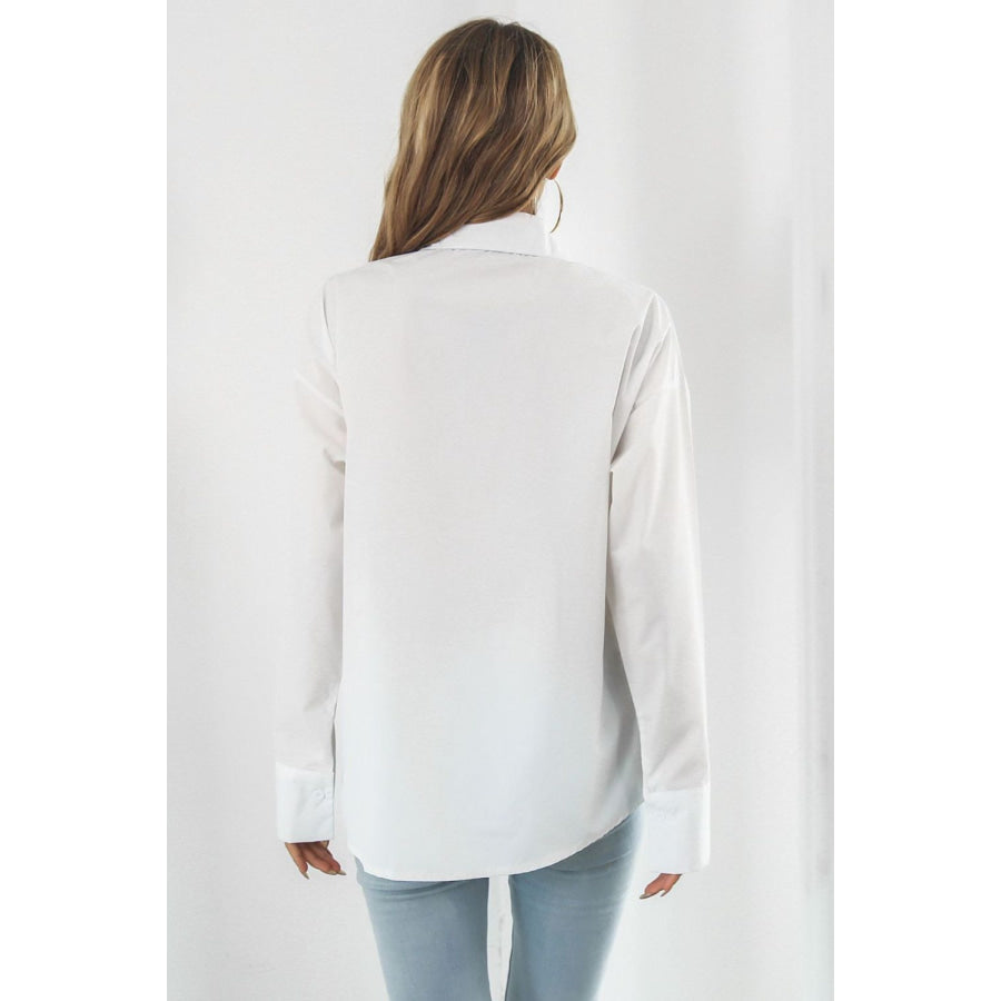 Dropped Shoulder Longline Shirt White / S