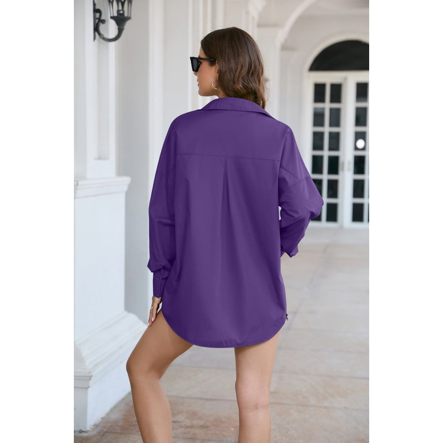 Dropped Shoulder Longline Shirt Violet / S