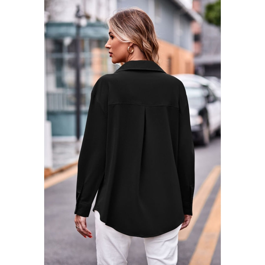 Dropped Shoulder Longline Shirt with Pockets