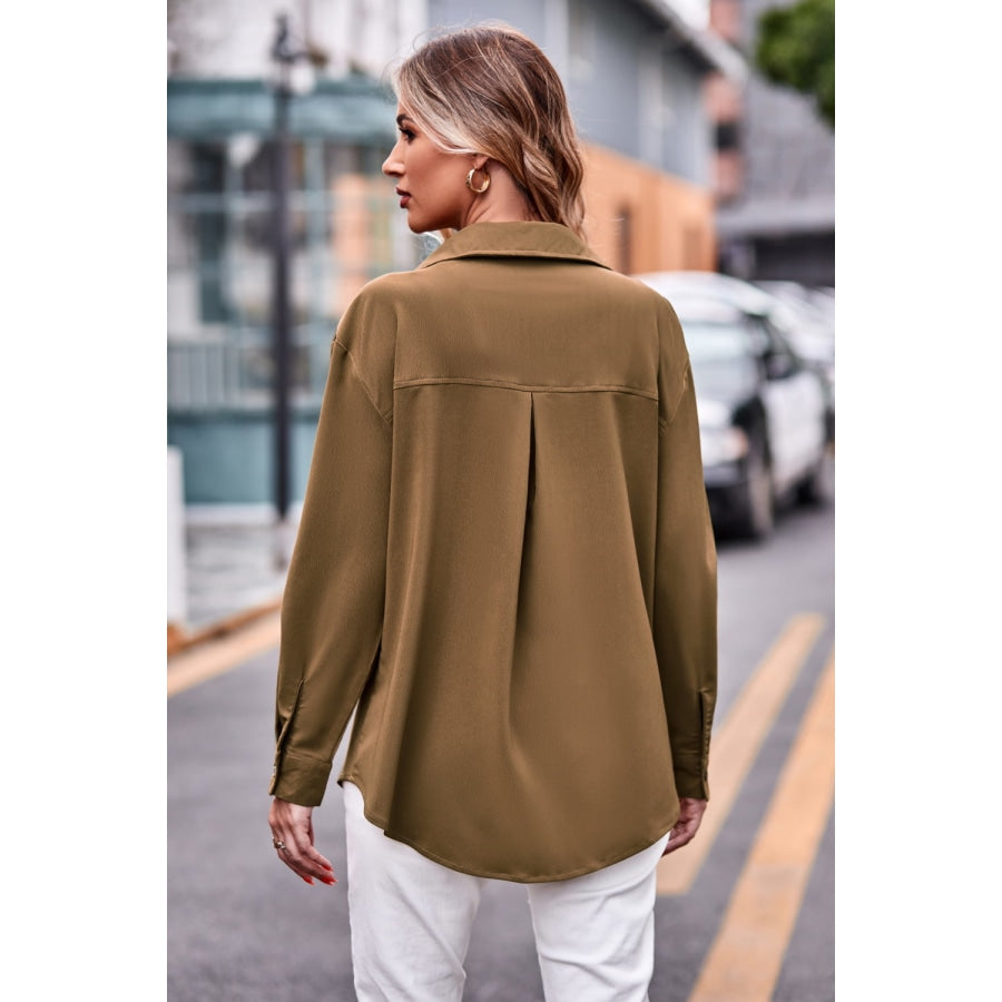 Dropped Shoulder Longline Shirt with Pockets