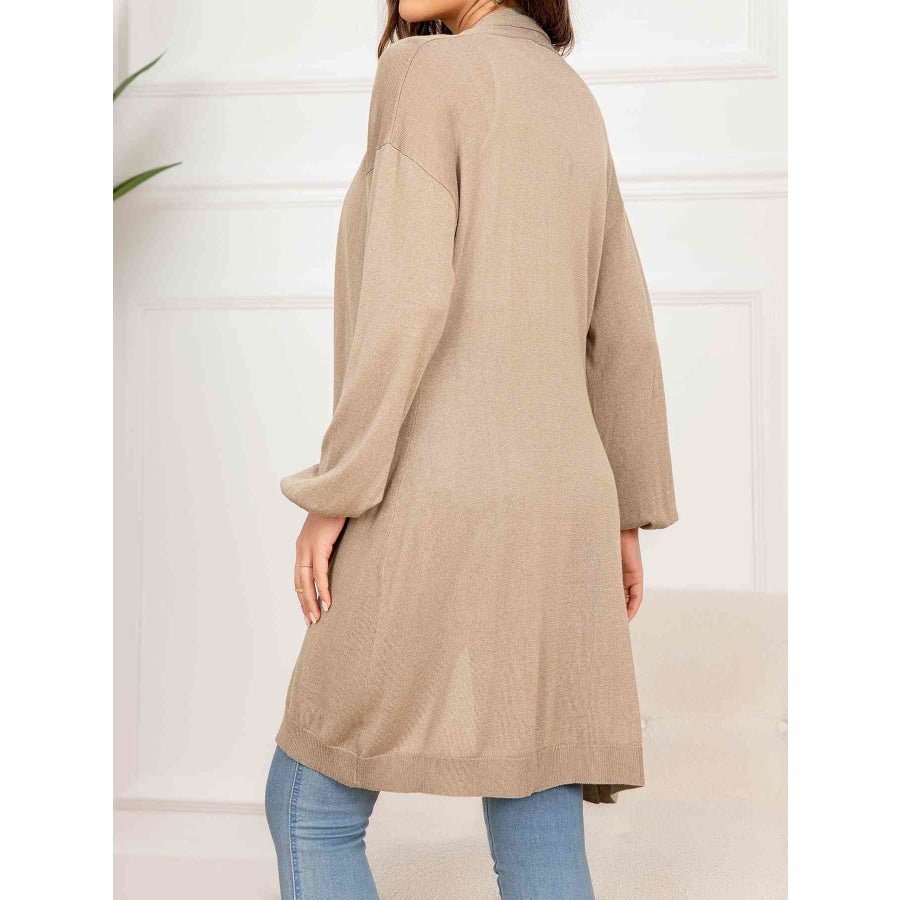 Dropped Shoulder Open Front Longline Cardigan