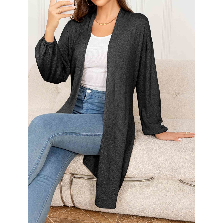 Dropped Shoulder Open Front Longline Cardigan