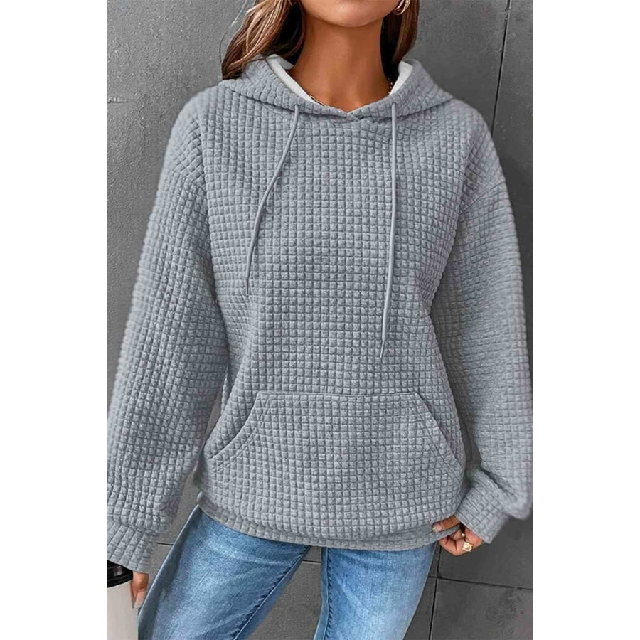 Dropped Shoulder Pocketed Hoodie Heather Gray / S