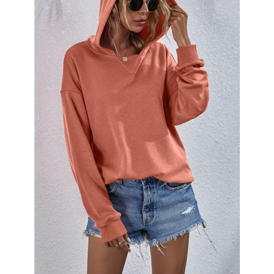 Dropped Shoulder Slit Hoodie