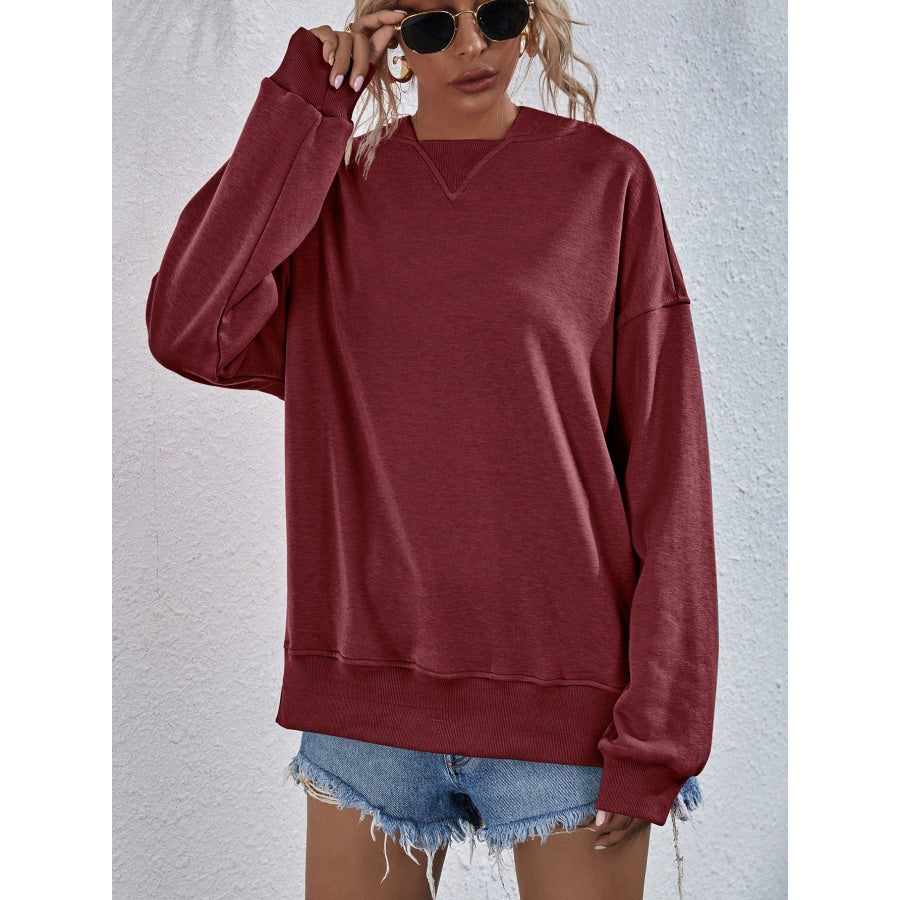 Dropped Shoulder Slit Hoodie