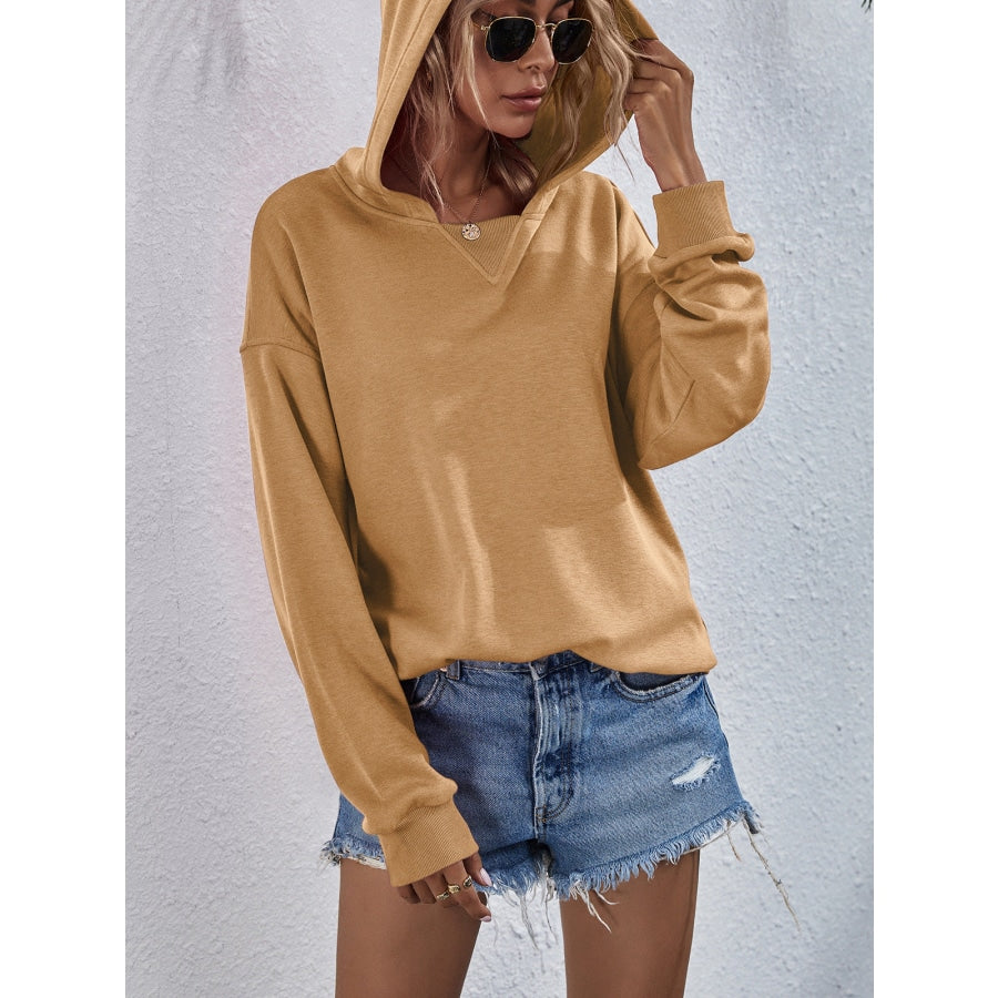 Dropped Shoulder Slit Hoodie