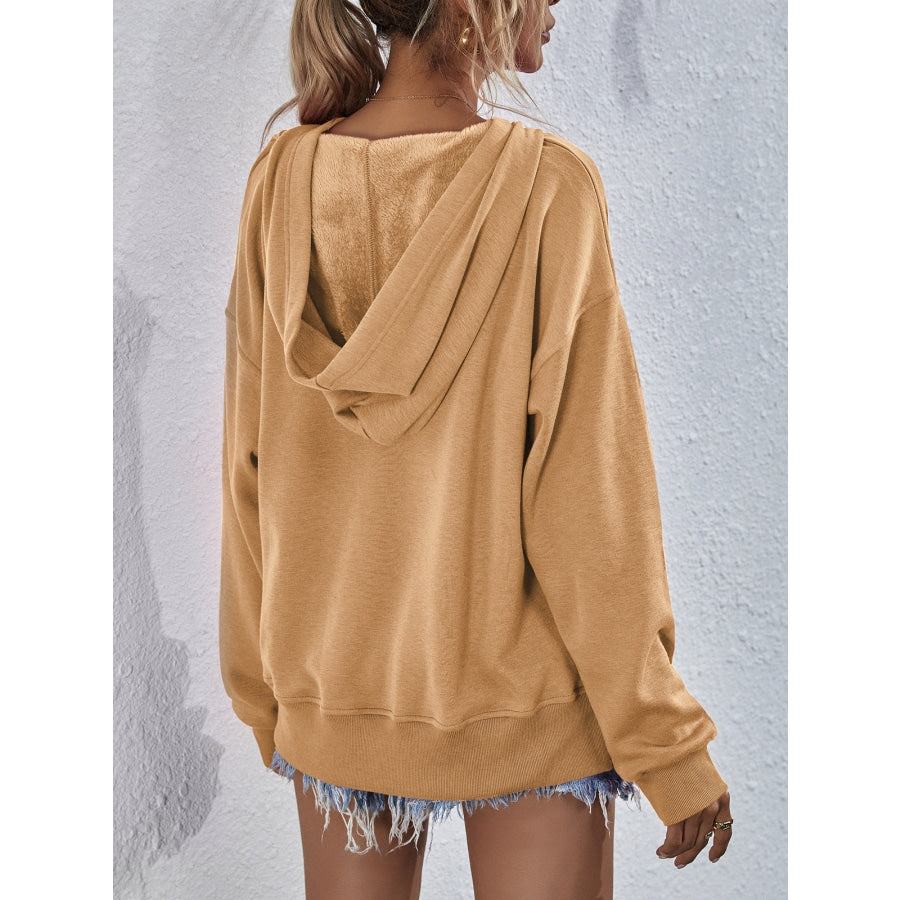 Dropped Shoulder Slit Hoodie