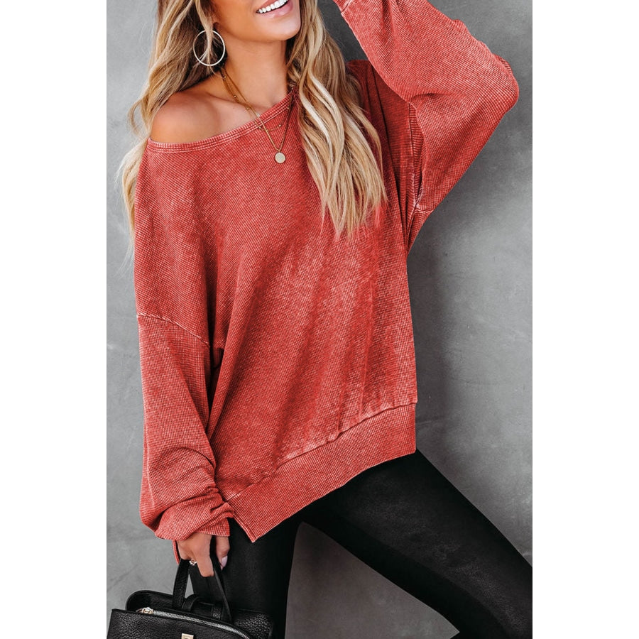 Dropped Shoulder Slit Sweatshirt