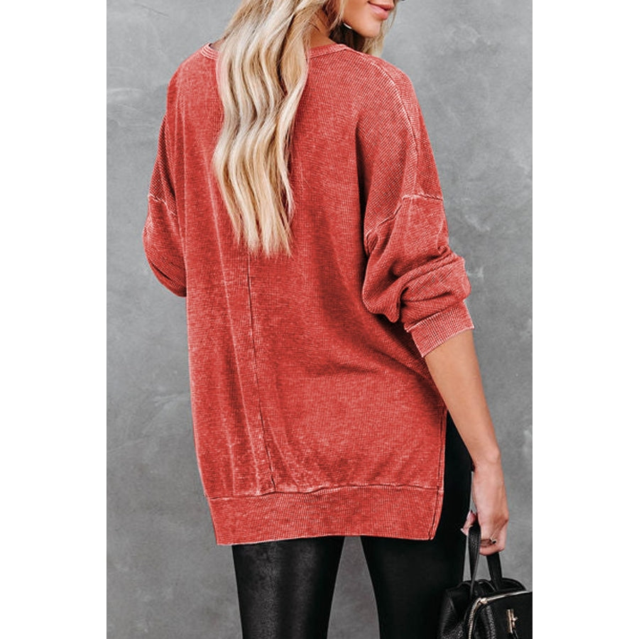 Dropped Shoulder Slit Sweatshirt