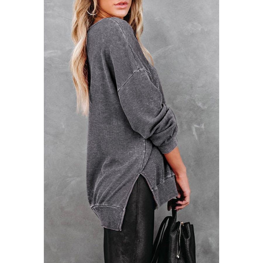 Dropped Shoulder Slit Sweatshirt