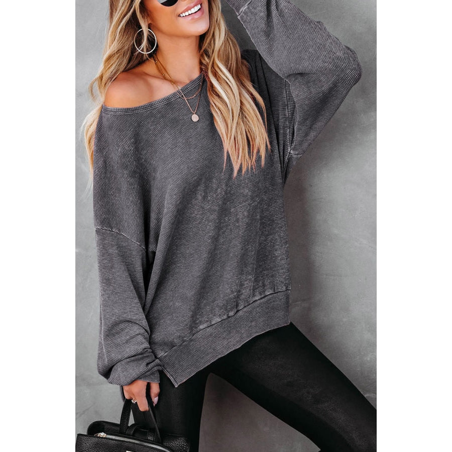 Dropped Shoulder Slit Sweatshirt