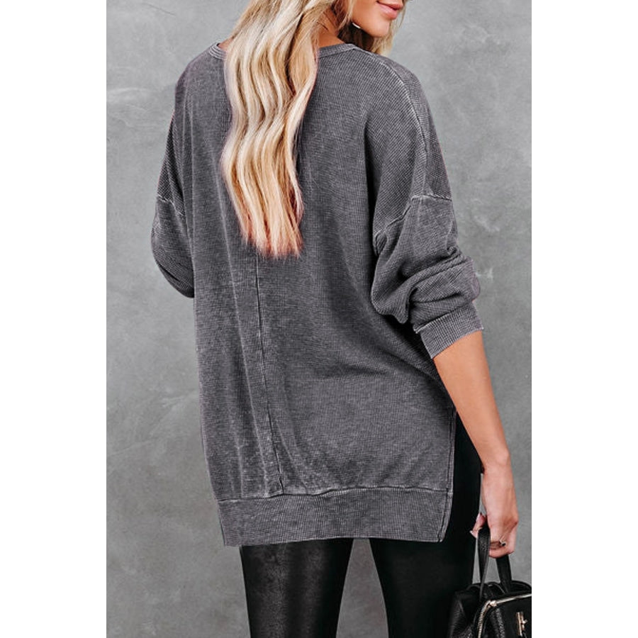 Dropped Shoulder Slit Sweatshirt