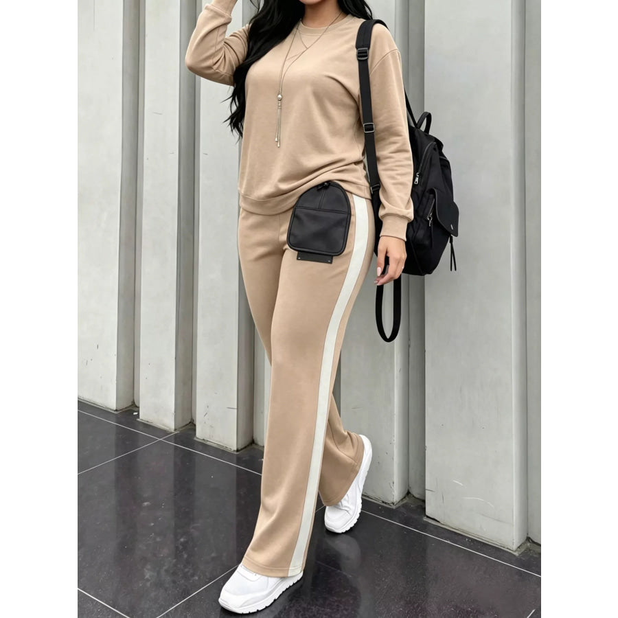 Dropped Shoulder Top and Pants Set Apparel Accessories