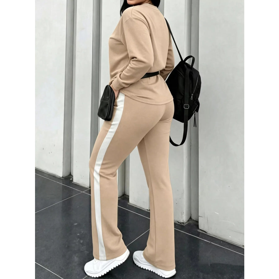 Dropped Shoulder Top and Pants Set Apparel Accessories