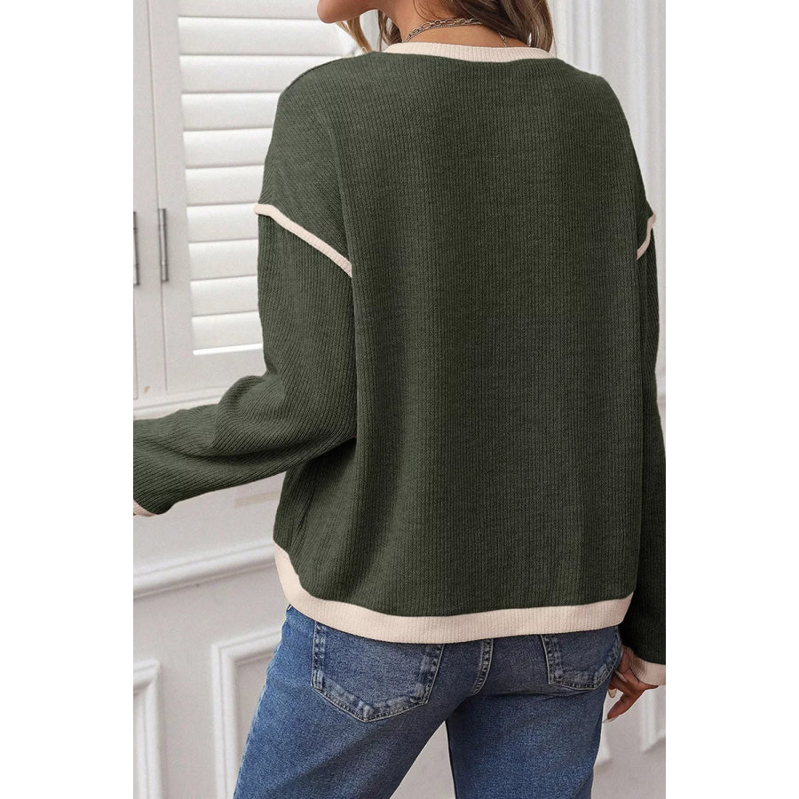 Duck Graphic Contrast Trim Patchwork Casual Knit Top Apparel and Accessories