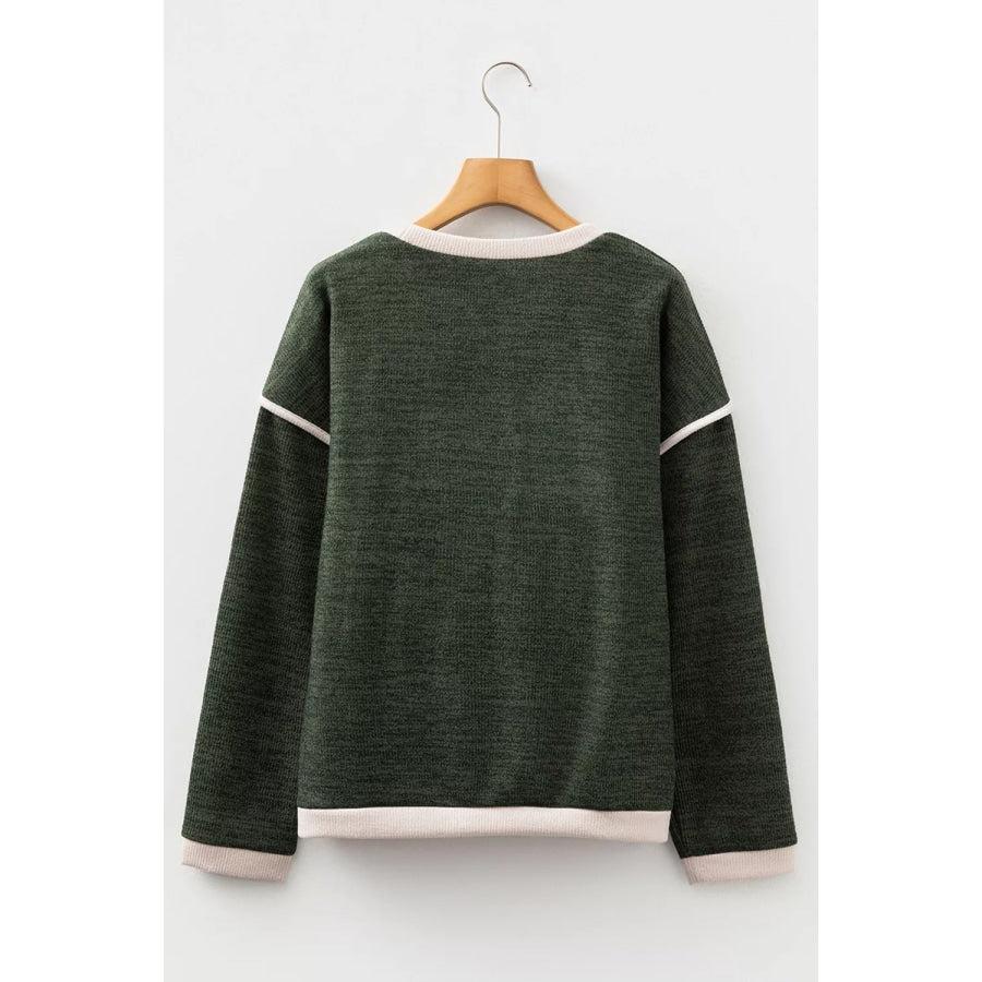 Duck Graphic Contrast Trim Patchwork Casual Knit Top Apparel and Accessories