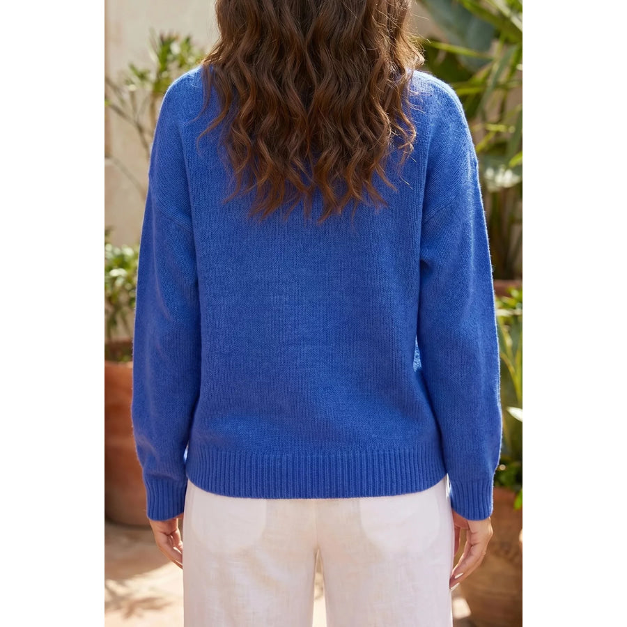 Duck Graphic Drop Shoulder Long Sleeve Sweater Apparel and Accessories