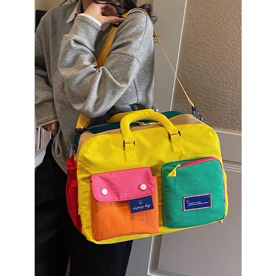 Duffel Bag with Multiple Pockets Yellow / One Size Apparel and Accessories