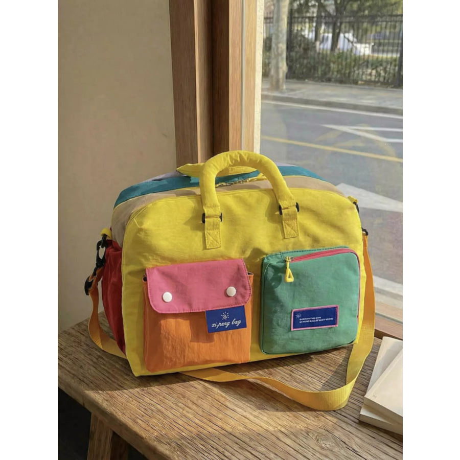 Duffel Bag with Multiple Pockets Yellow / One Size Apparel and Accessories