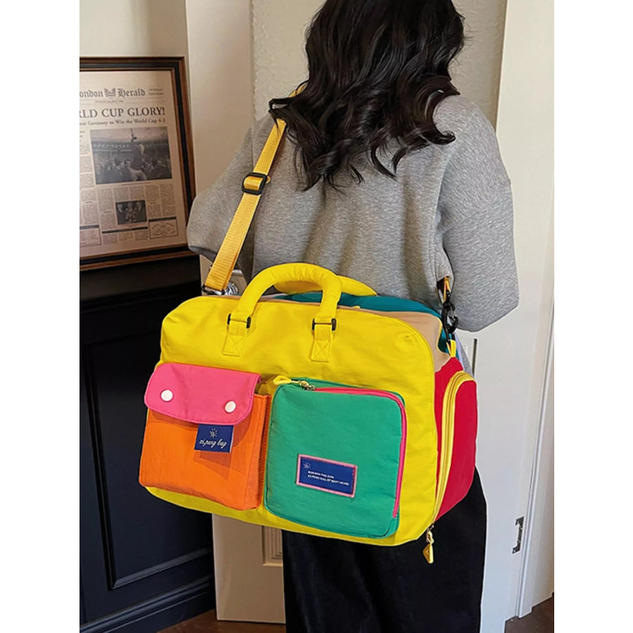 Duffel Bag with Multiple Pockets Yellow / One Size Apparel and Accessories