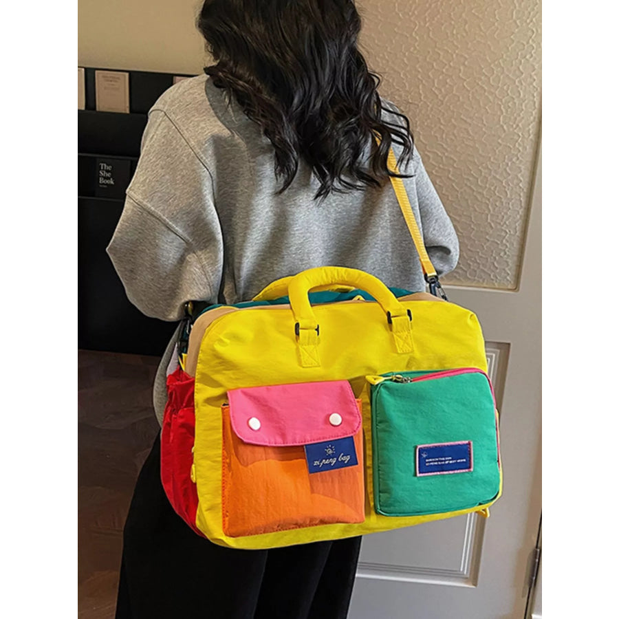 Duffel Bag with Multiple Pockets Yellow / One Size Apparel and Accessories