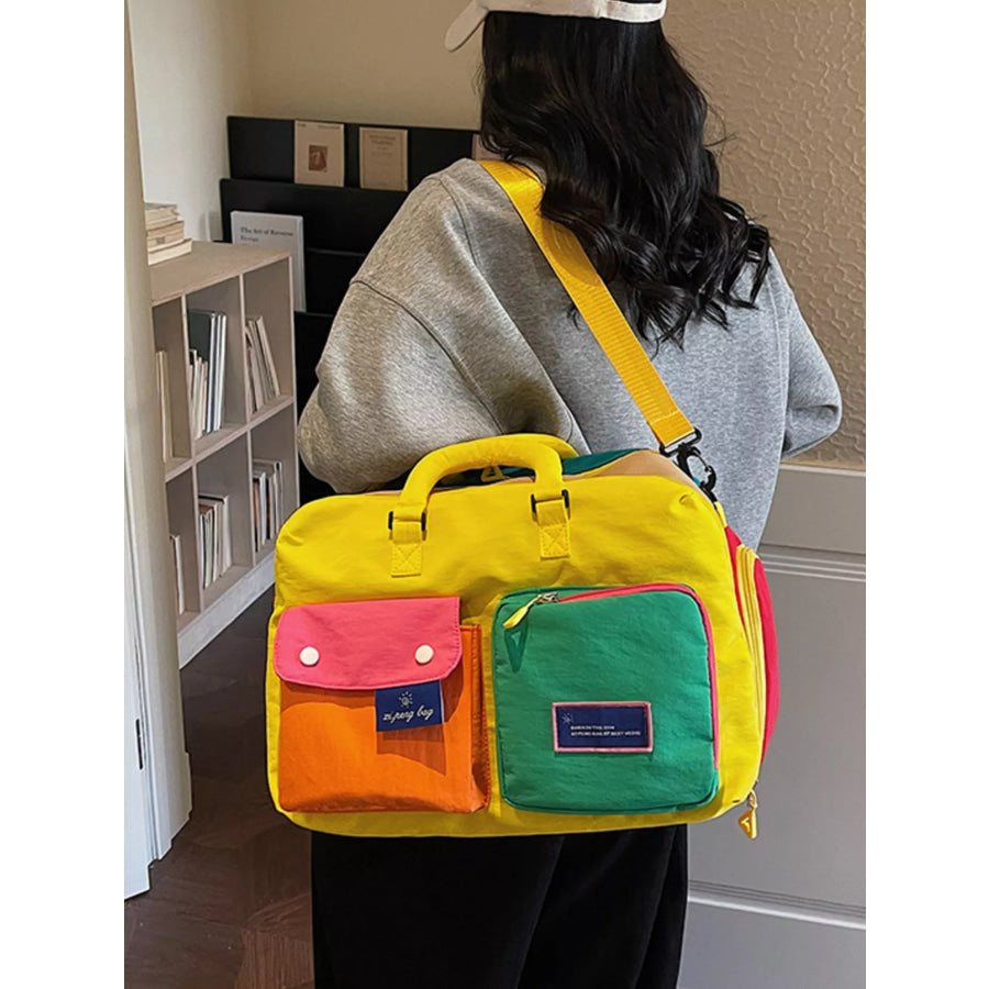 Duffel Bag with Multiple Pockets Yellow / One Size Apparel and Accessories