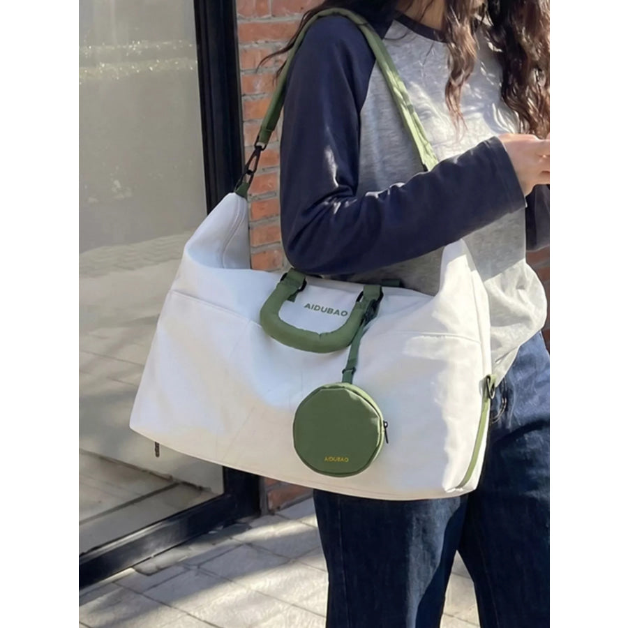Duffle Bag with Detachable Pouch White / onesize Apparel and Accessories