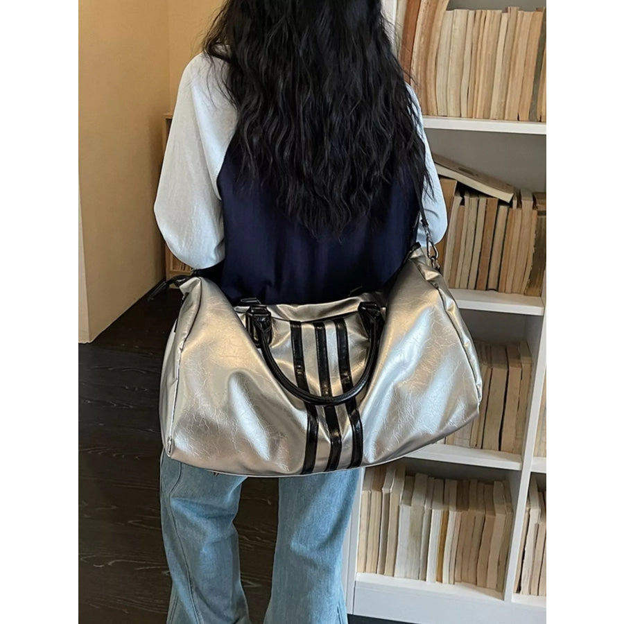 Duffle Bag with Three Stripes Silver / onesize Apparel and Accessories