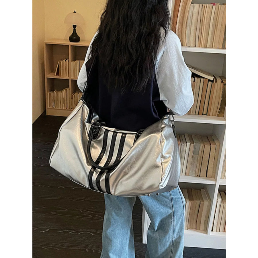Duffle Bag with Three Stripes Silver / onesize Apparel and Accessories